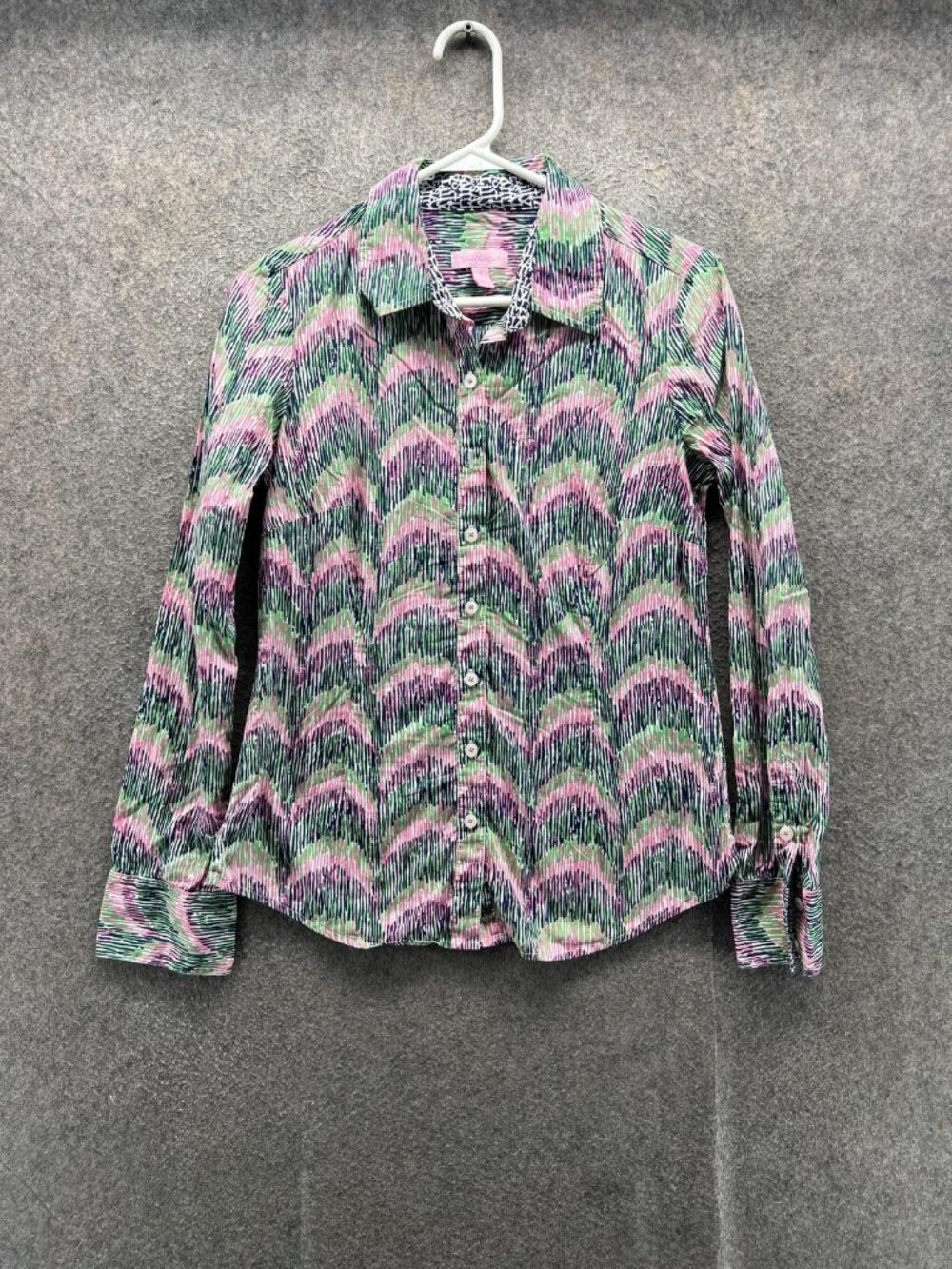 Lilly Pulitzer Shirt Women 4 Multicolor Button Front Striped Abstract Geometric
